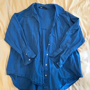 Zara Vibrant Blue Casual Shirt